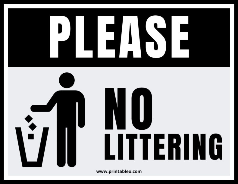 Black And White No Litter Sign