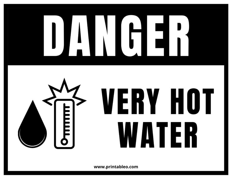 Black and White Hot Water Sign