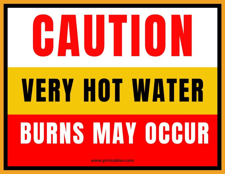 Caution Sign Very Hot Water, Burns May Occur