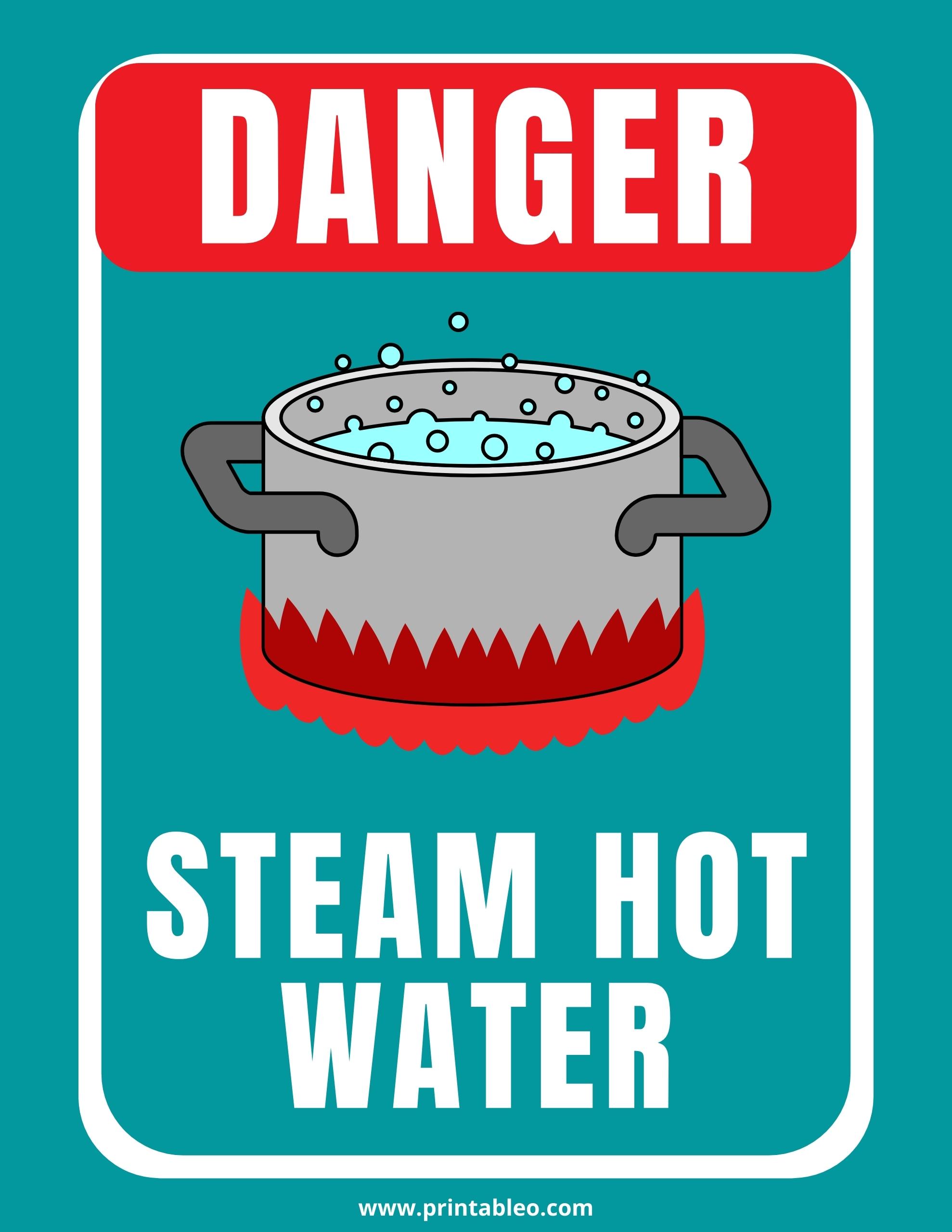 Danger Sign Steam Hot Water