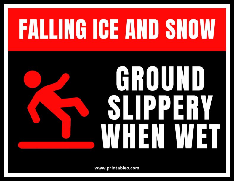 Falling Ice And Snow Ground Slippery When Wet