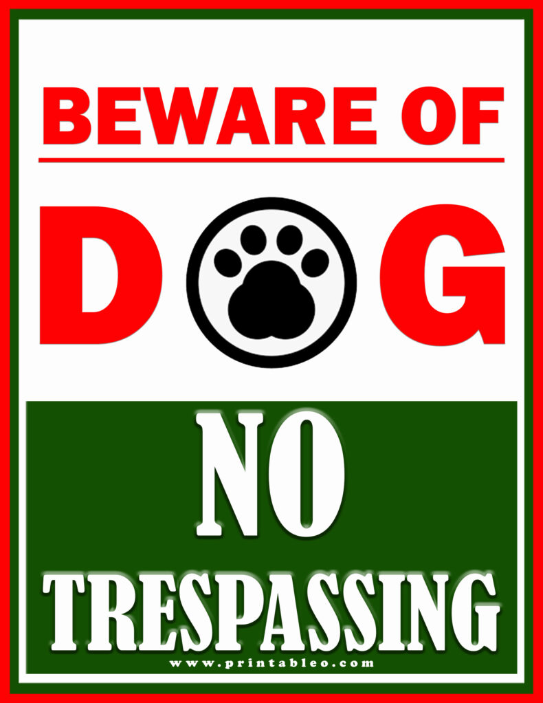 No Trespassing Beware Of Dog Sign