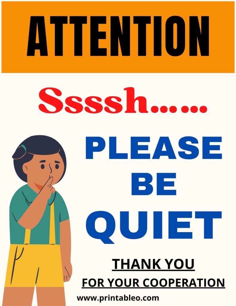 Please Be Quiet Sign Printable