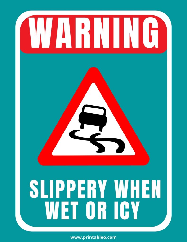 Precaution Sign Slippery When Wet Or Icy