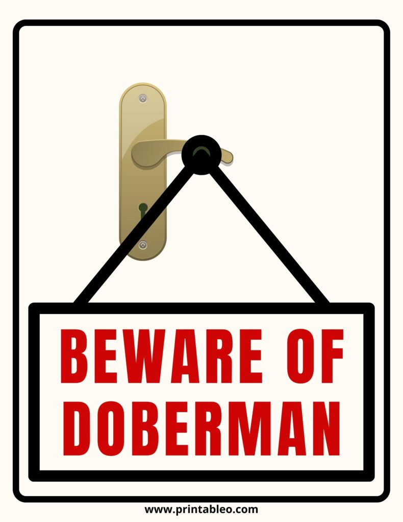 Beware Of Doberman Door Sign