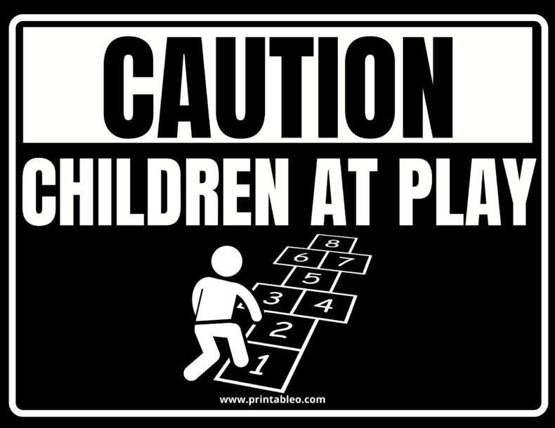 Black And White Children At Play Sign