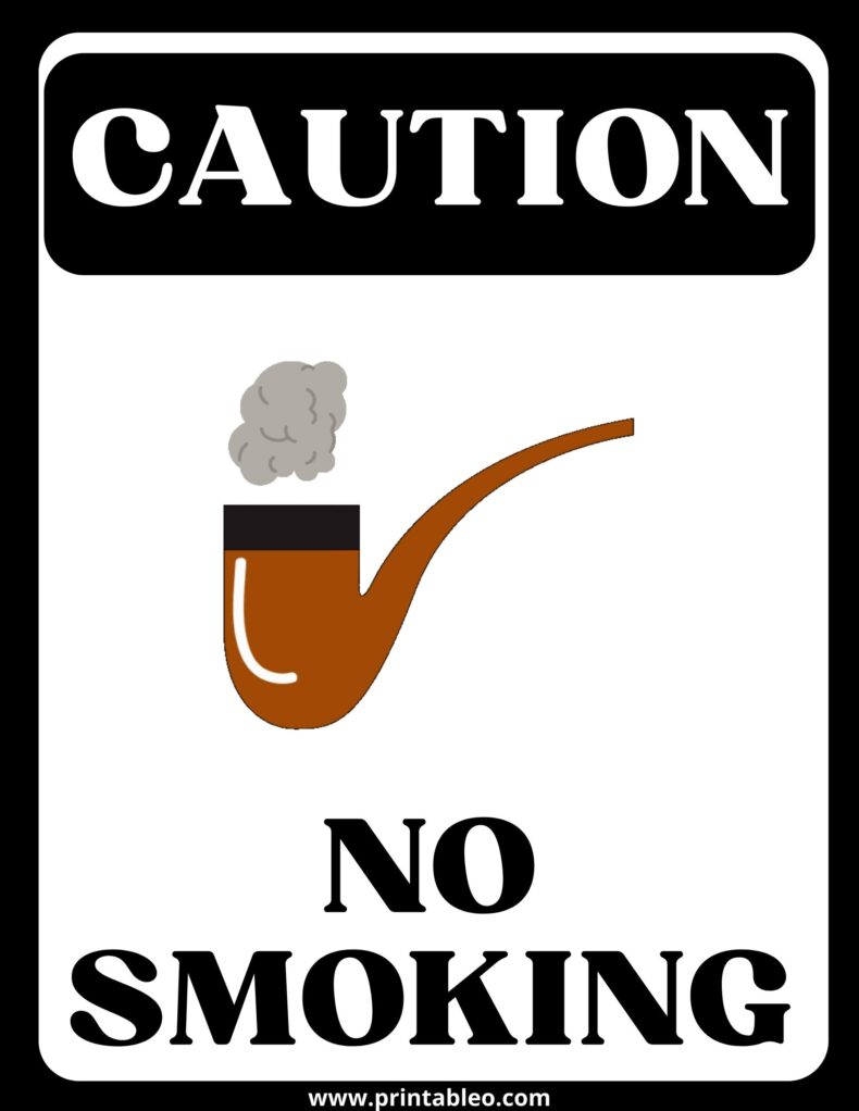 Black And White No Smoking Caution Signs