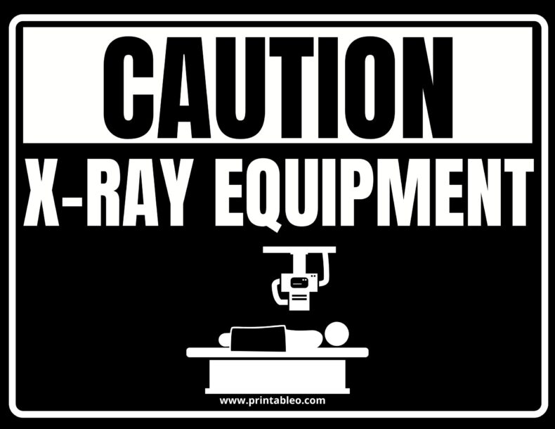 Black And White Caution X Ray Equipment Sign