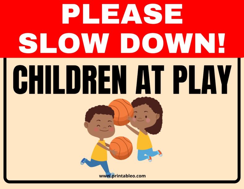 Children At Play Sign Slow Children Playing