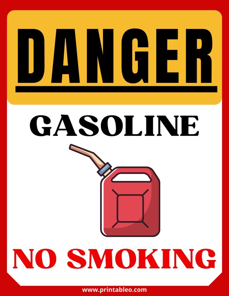 Gasoline No Smoking Danger Sign