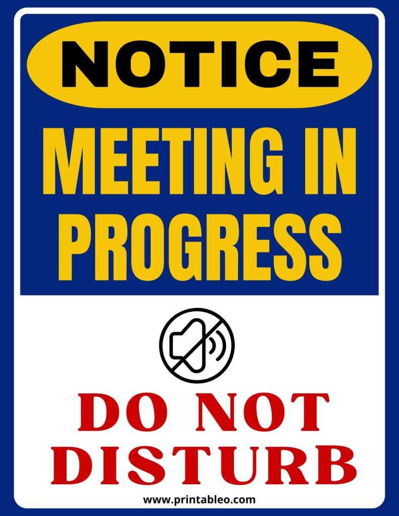 Meeting In Progress Sign Do Not Disturb