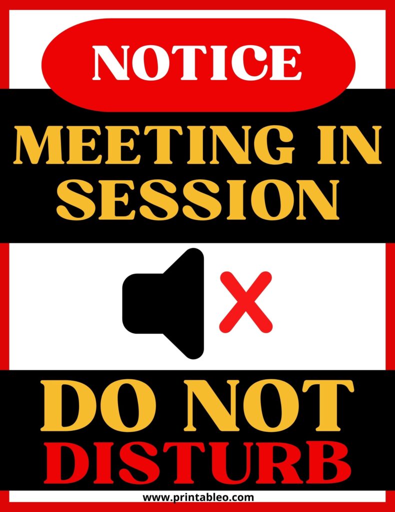 Meeting In session Not Do Not Disturb Sign PDF