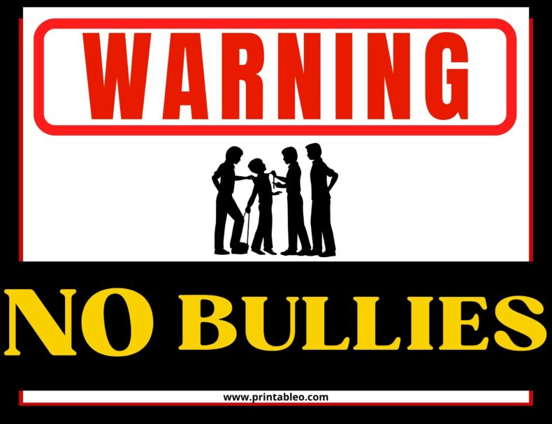 No Bullies Sign Template
