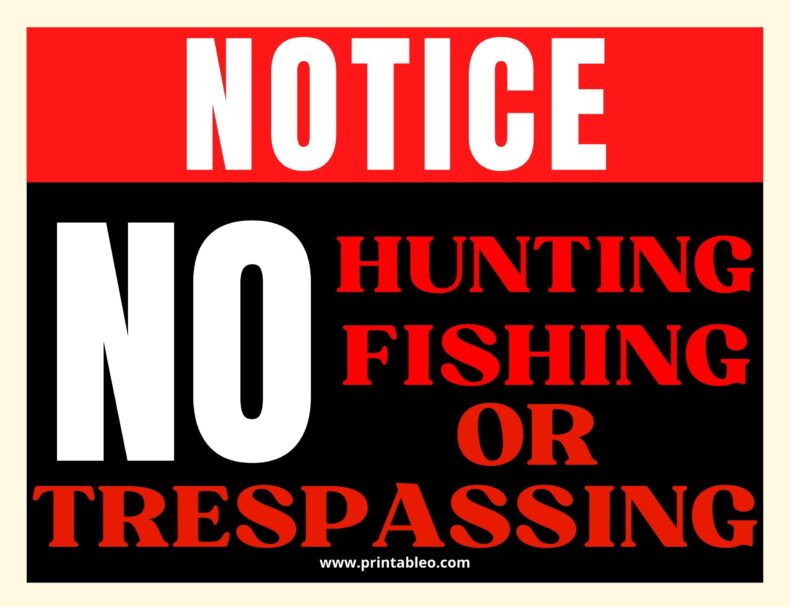 No Hunting Fishing Or Trespassing Sign