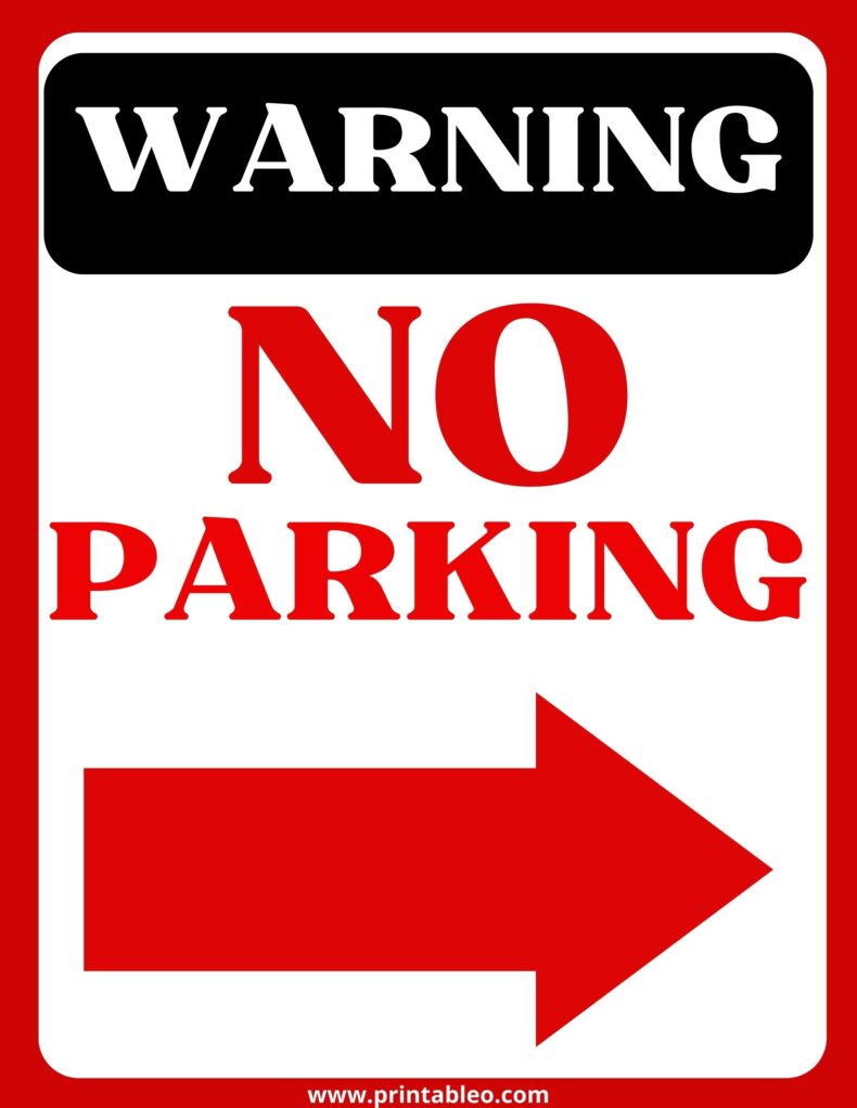 No Parking (Right Arrow) Sign