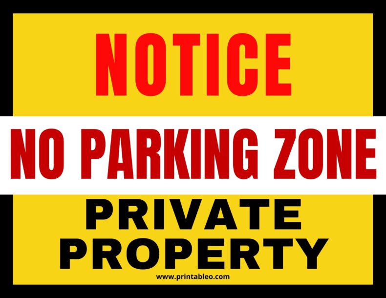 No Parking Zone Private Property Sign
