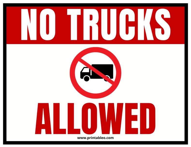 No Trucks Allowed Sign 