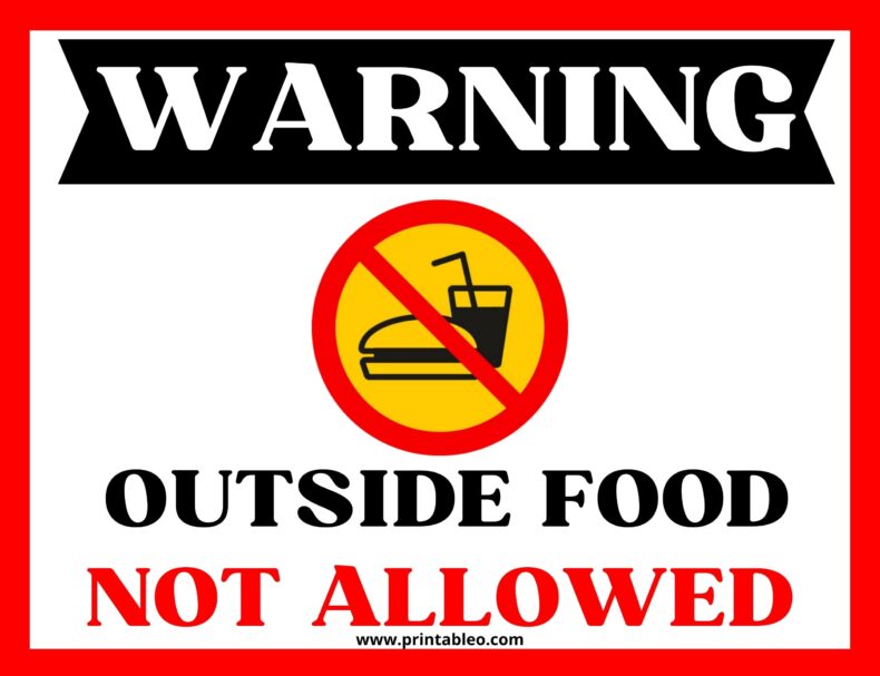 Outside Food Not Allowed Sign