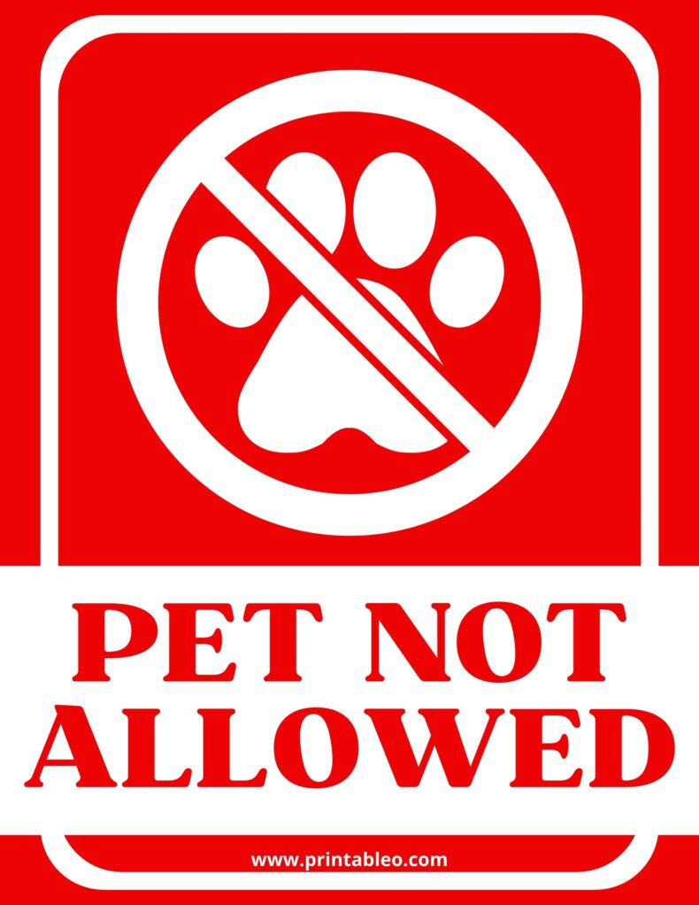 Pet Not Allowed Sign