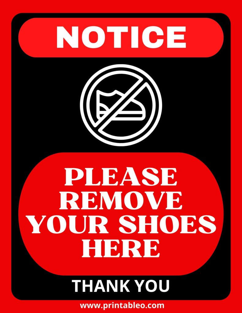 Please Remove Your Shoes Here Sign