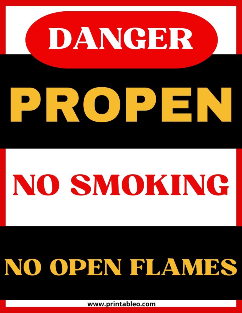 Propane No Smoking No Open Flames Danger Signs