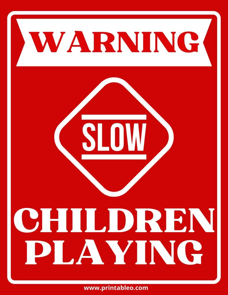Red Children Playing Warning Signs