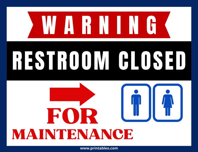 Restroom Closed For Maintenance Sign