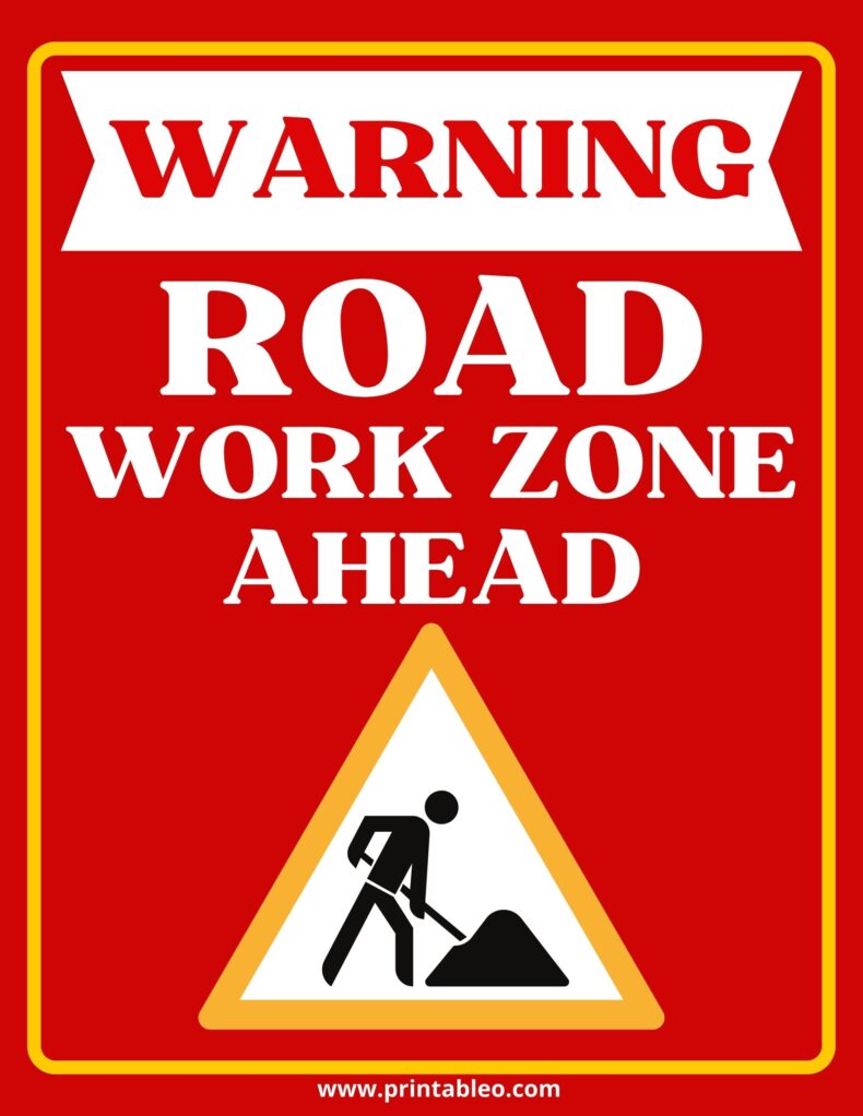 Road Work Zone Ahead Sign