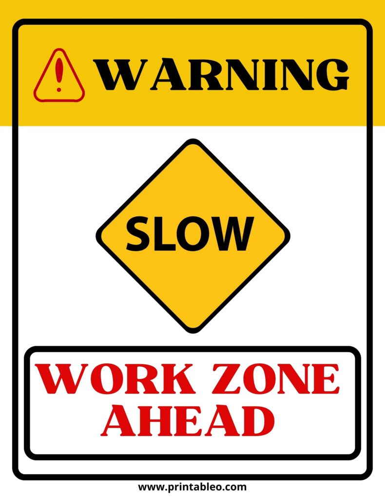 Slow Work Zone Ahead Sign PDF