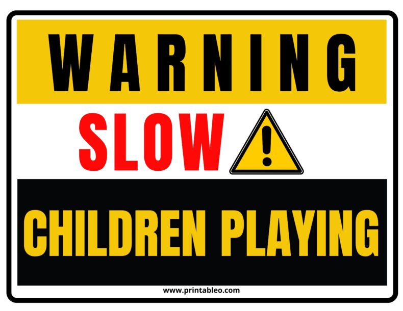 Warning-Slow Children Playing Sign