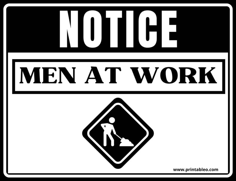Black And White Men At Work Sign