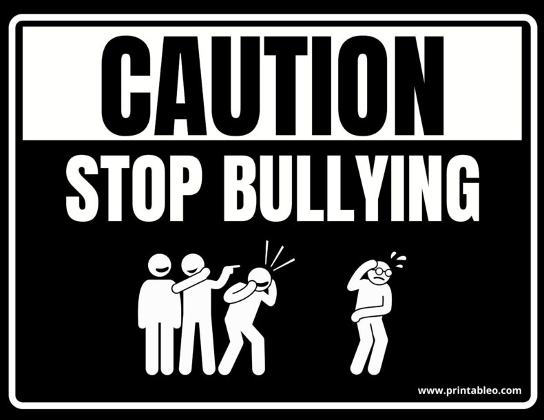 Black And White Stop Bullying Sign