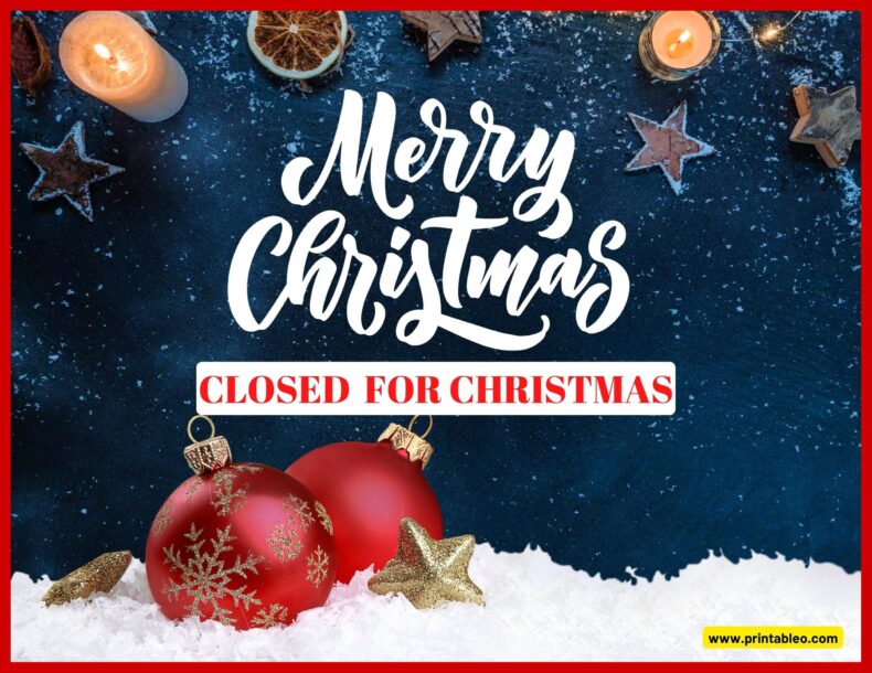 Blue Closed For Merry Christmas Signs