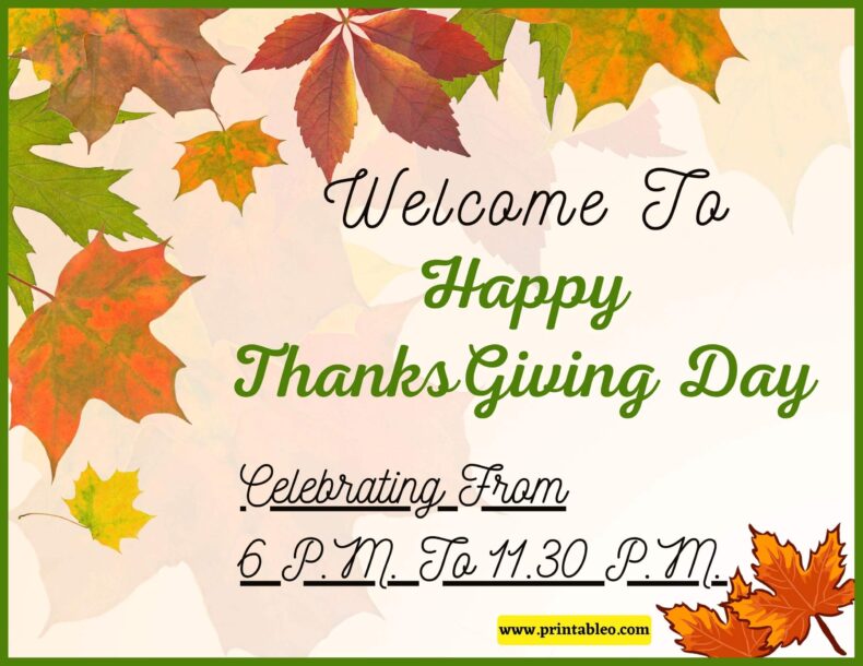 Celebrating Hours Thanksgiving Day Sign