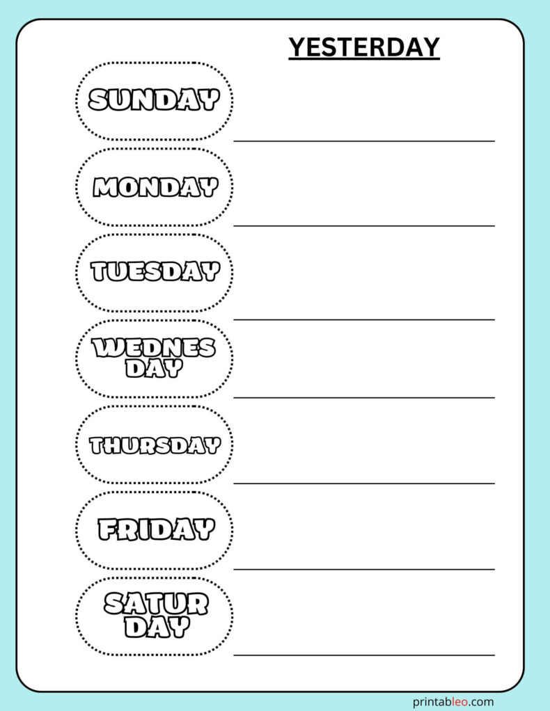 Days Of The Week For Kids Worksheet