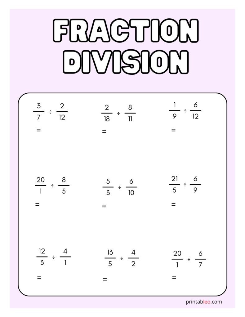 Division As Fractions Worksheets