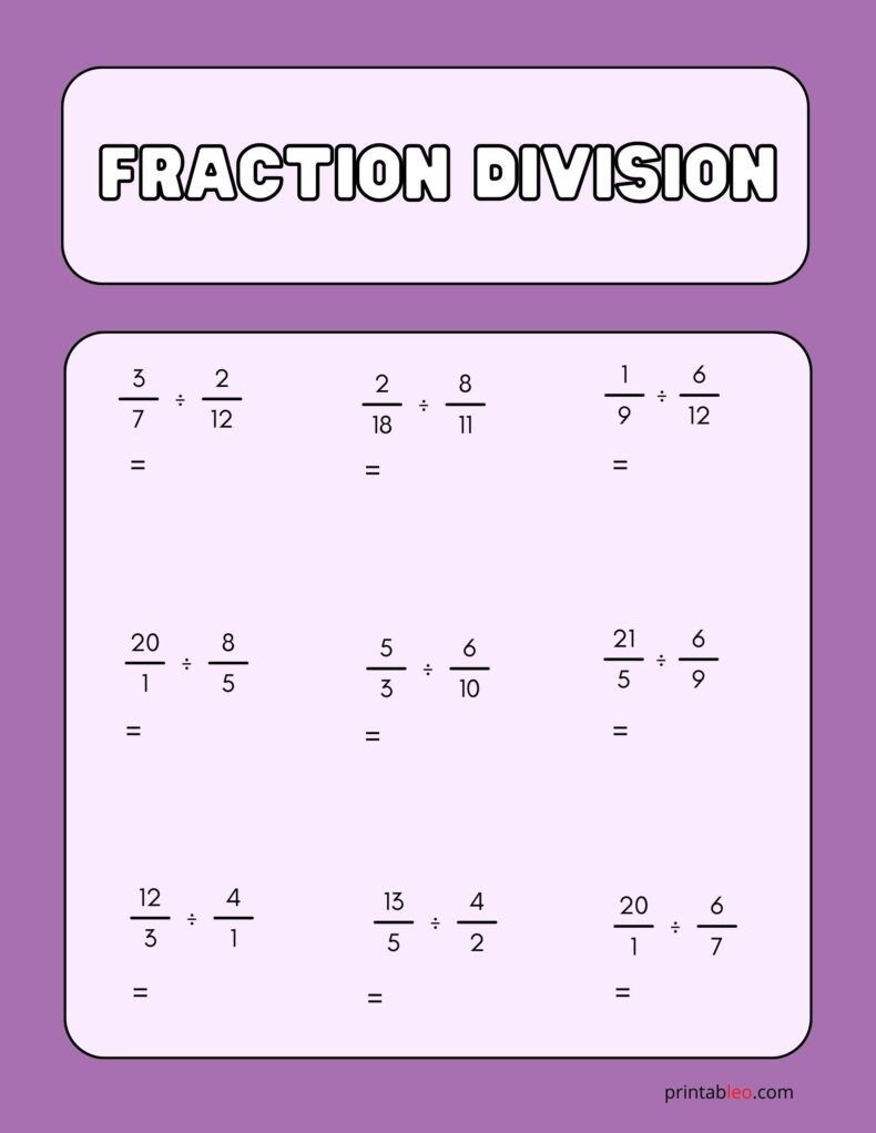 Division Of Fractions Worksheets Grade 5