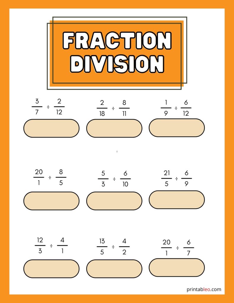 Fraction Division Worksheets 5th Grade