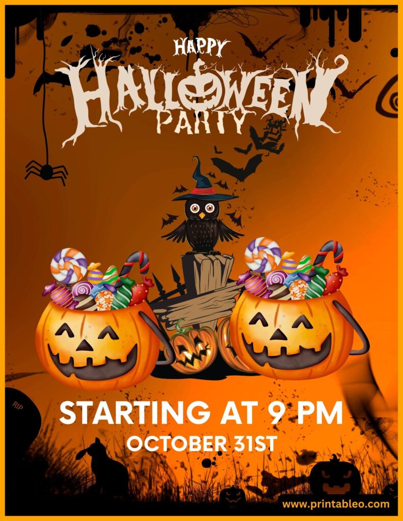 Free Orang Halloween Party Sign