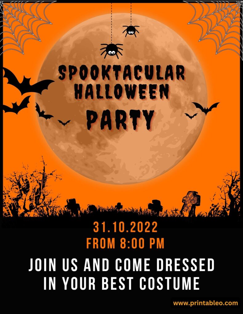 Orange Black Spooktacular Halloween Party Invitation Sign