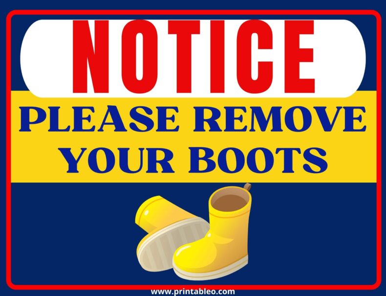 Please Remove Your Boots Sign