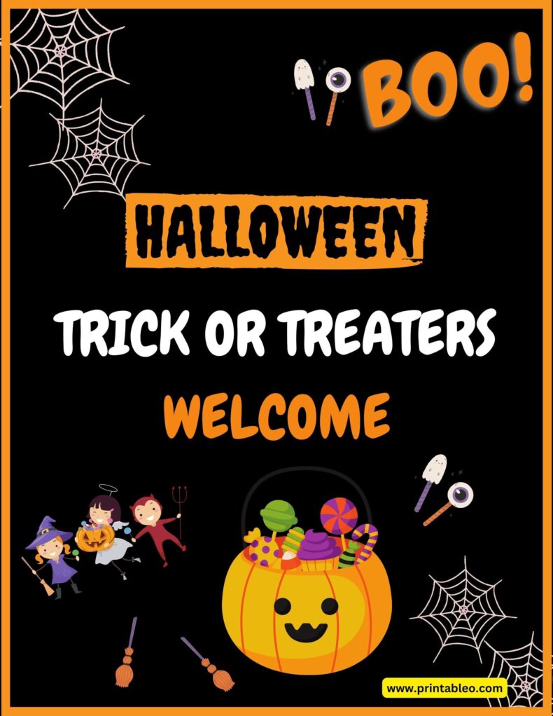Trick Or Treaters Welcome Signs PDF