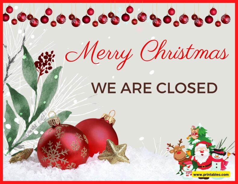 We Are Closed Christmas Day Sign