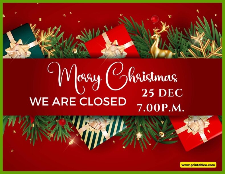 We Are Closed Merry Christmas Hours Sign