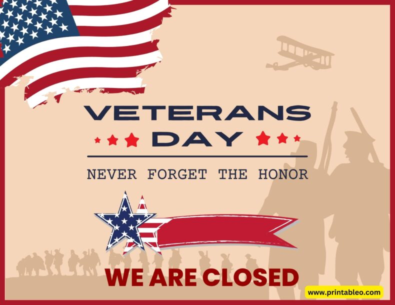We Are Closed On Veterans Day Sign PDF