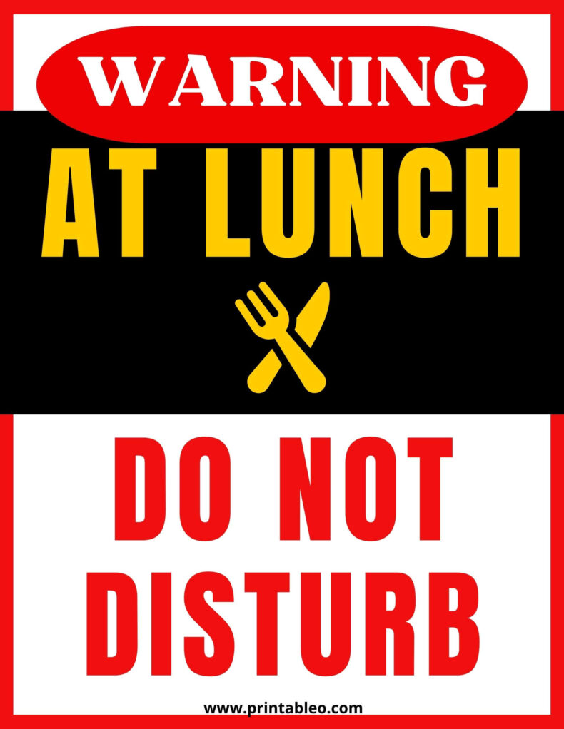At Lunch Do Not Disturb Sign