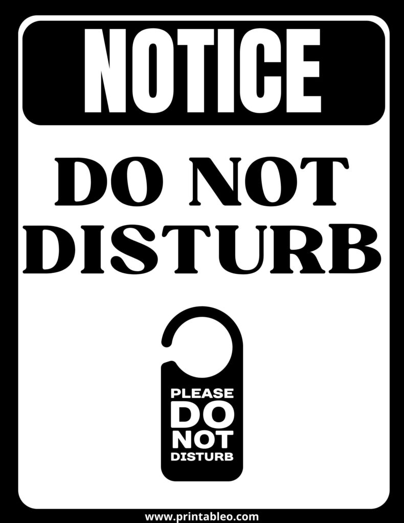 Black And White Do Not Disturb Sign