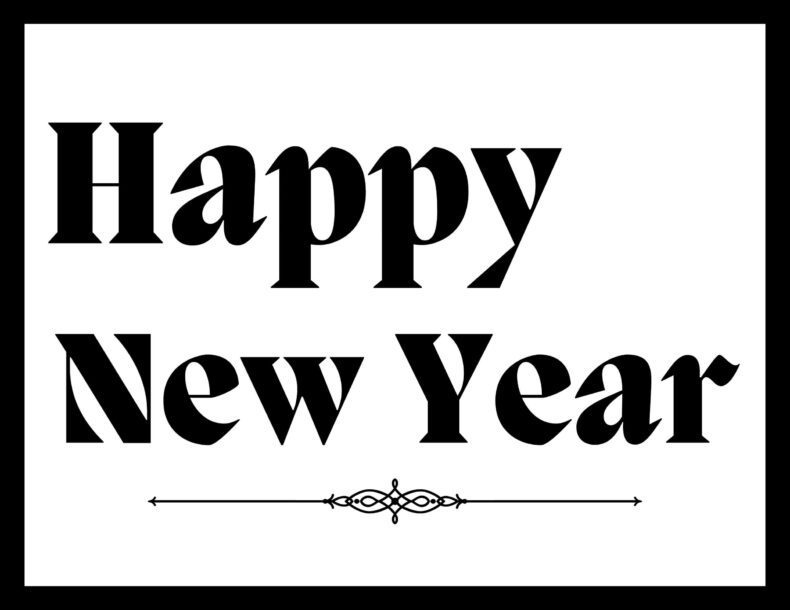 Black And White Happy New Year Sign