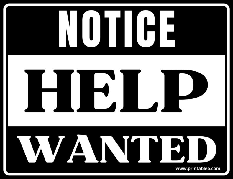 Black And White Help Wanted Sign