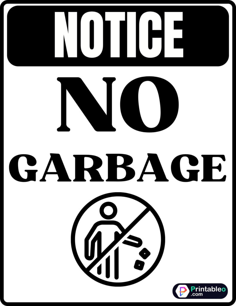 Black And White No Garbage Sign